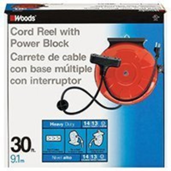 Cci CCI 48006 Power Cord Reel, 30 ft L Cord, 14 AWG, Orange 48006